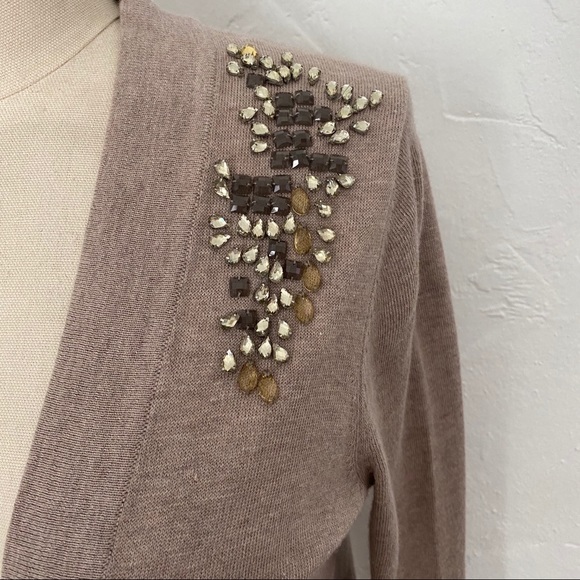 GAP tan silk blend crystal embellished cardigan sweater size XS - Picture 2 of 10